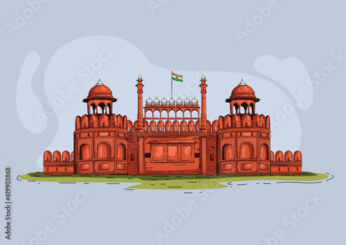 Red fort abstract vector illustration design