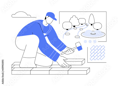 Paths construction abstract concept vector illustration.