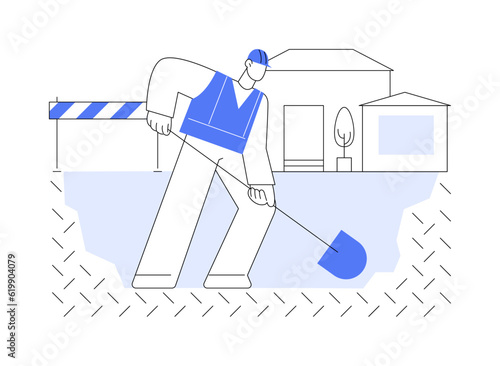 Digging trenches abstract concept vector illustration.