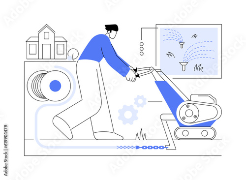 Pulling pipes abstract concept vector illustration.