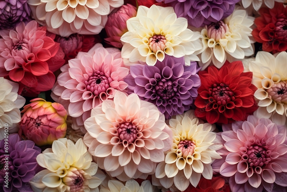 Dahlias as texture. Generative AI. Dahlias as texture. Generative AI.