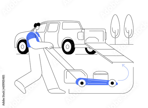 Lawn and landscape service abstract concept vector illustration.