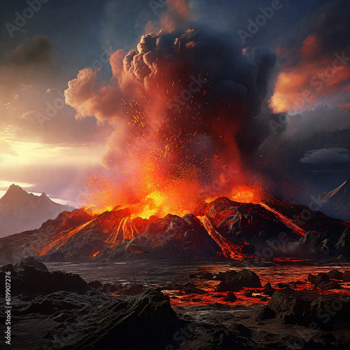 Volcano eruption. Generative AI