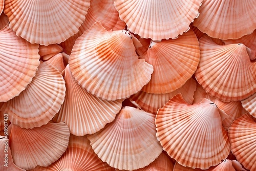 Scallops as background and texture. Generative AI.