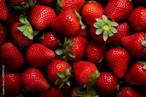 Strawberries as background. Generative AI.