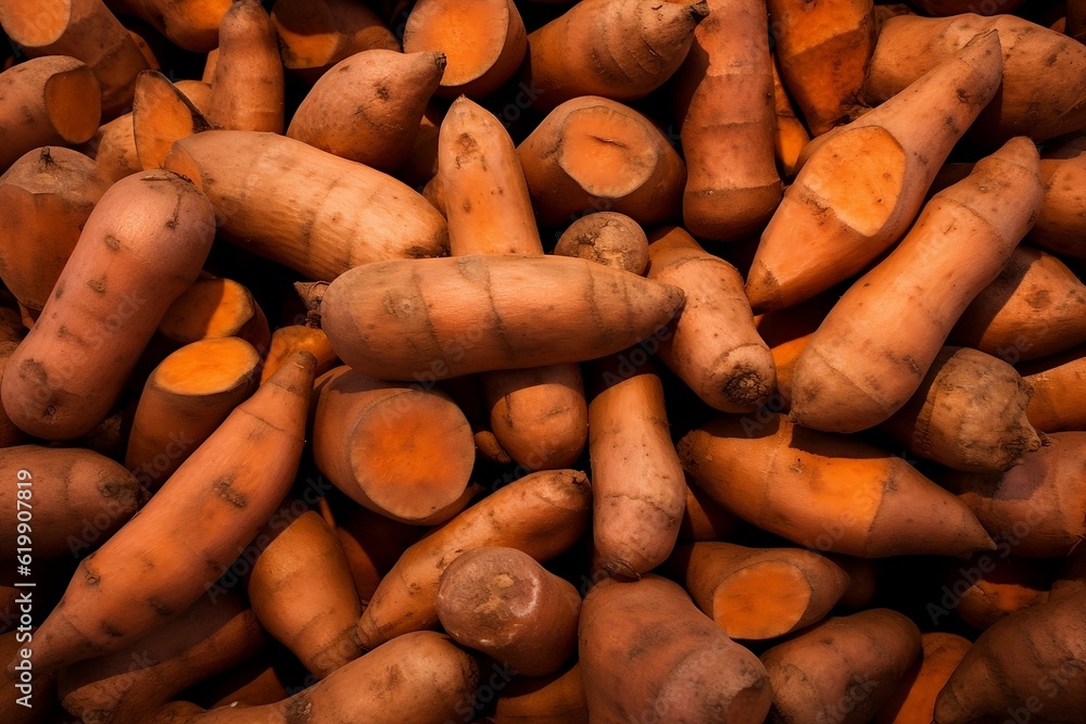 Yams as background and texture. Generative AI. Yams as background and texture. Generative AI.