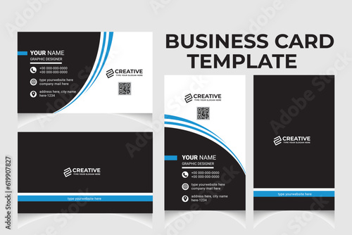 Creative business card template design with portrait and landscape orientation. Minimalist clean business card horizontal and vertical layout.

