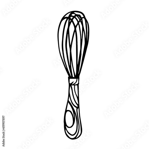Linear sketch confectionery whisk.Vector graphics.