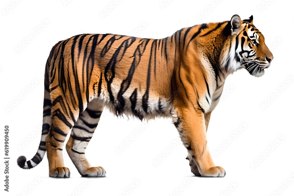 Tiger, isolated background. Generative Ai