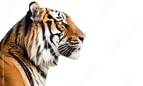 Tiger head portrait  isolated background. Generative Ai