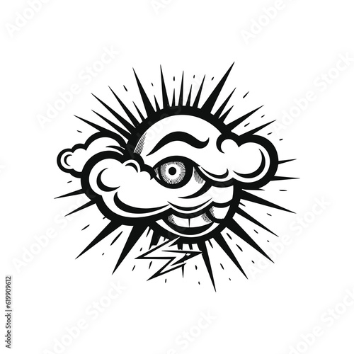 Eye of Providence. Masonic symbol. All seeing eye inside triangle pyramid. eye with cloud iluminati, Isolated vector illustration