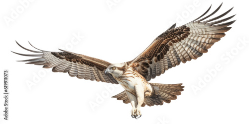 an Osprey, Pandion haliaetus. in flight in various positions, raptor, Nature-themed, photorealistic illustrations in a PNG, cutout, and isolated. Generative AI © Purple Penguin GFX