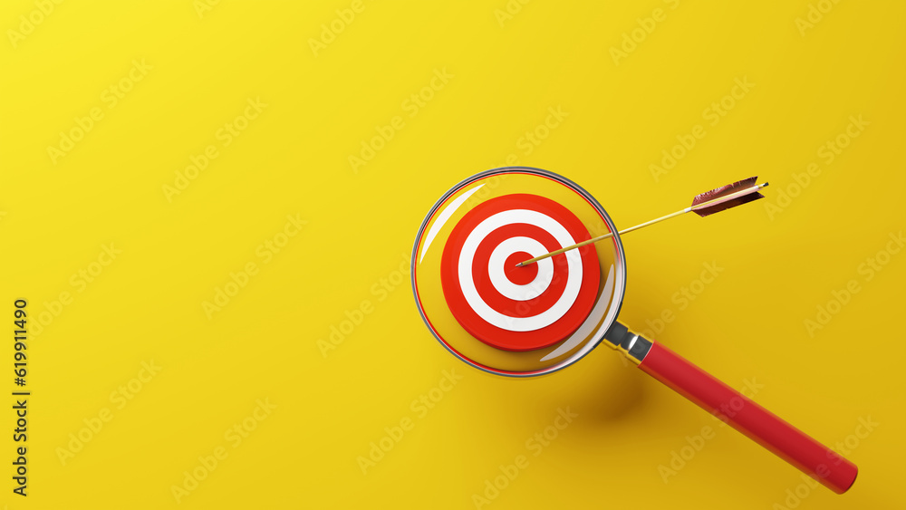 Focused Business Strategy on Yellow Background with Dartboard and Arrow Symbol Focused Business Strategy on Yellow Background with Dartboard and Arrow Symbol