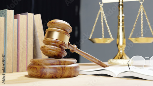 Gavel  with books