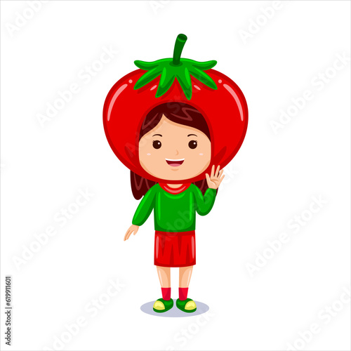 girl kids tomato character costume