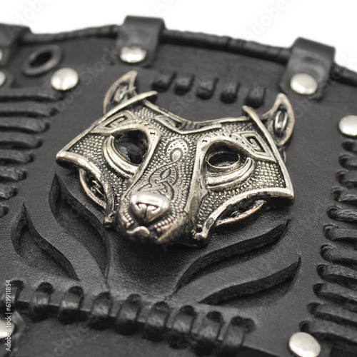 Steampunk Black Bracelet Wolf (Fenrir). Painstaking handwork. Stylish accessory for parties. Handmade. Gift for rockers, punks, metalheads, bikers, goths. Viking style. Nordic tradition.