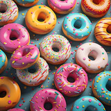 un assortiment de donuts tout en couleurs - IA generative 