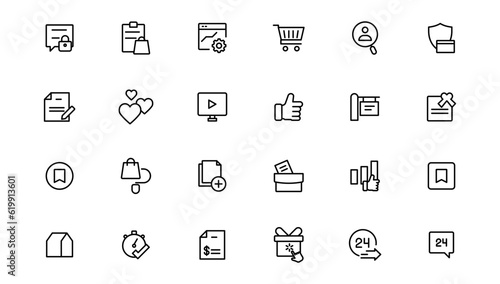 Digital marketing icons set. Content, search, marketing, ecommerce, seo, electronic devices, internet, analysis.Outline icon.Outline icon.