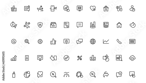 Digital marketing icons set. Content, search, marketing, ecommerce, seo, electronic devices, internet, analysis.Outline icon.Outline icon.