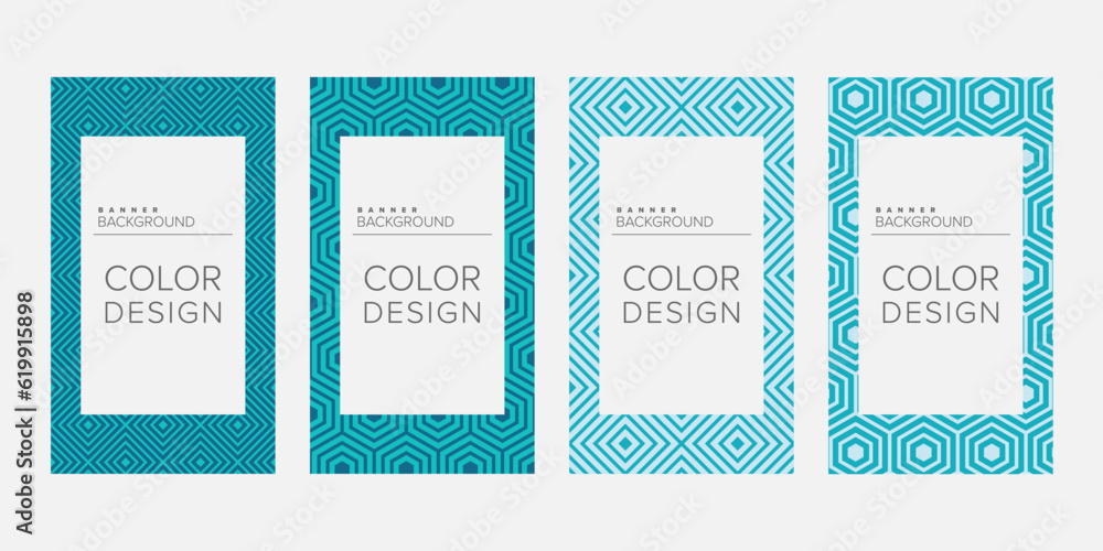 Background banner geometric line color design vector, vertical banner set
