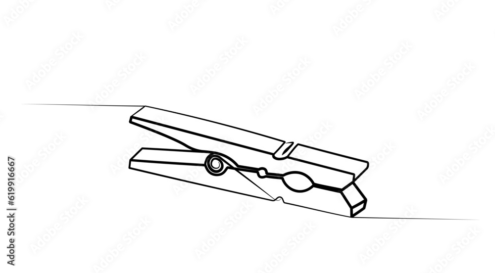 continuous single line drawing of clothespins in one line. continuous single line drawing of clothespins in one line.