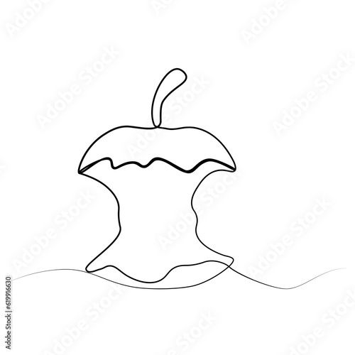 continuous drawing of a bitten apple in one line. , vector image