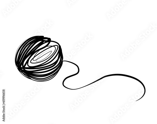 continuous drawing of a skein of thread in one line
