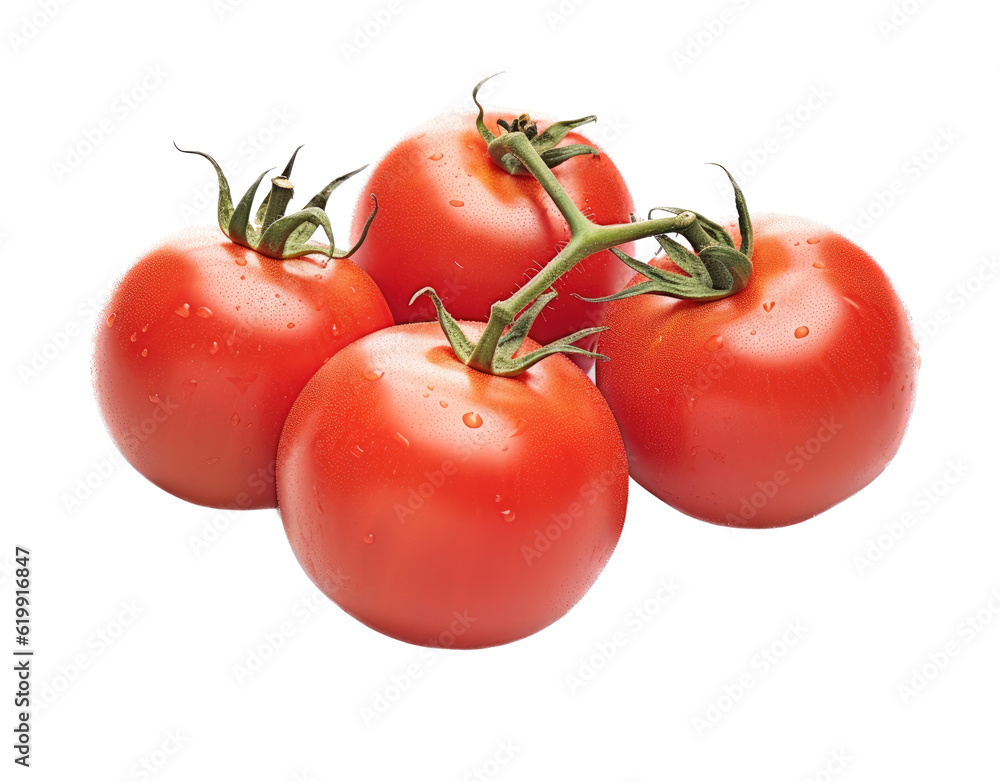 delicious, sun-ripened tomatoes on the vine, red Garden-themed, photorealistic illustrations in a PNG, cutout, and isolated. Generative AI delicious, sun-ripened tomatoes on the vine, red Garden-themed, photorealistic illustrations in a PNG, cutout, and isolated. Generative AI