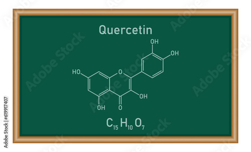 Chemical structure of quercetin (C15H10O7). Mathematics resources for teachers and students.