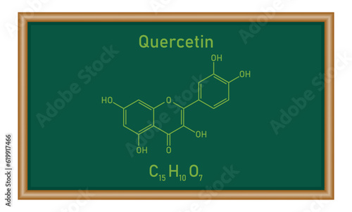 Chemical structure of quercetin (C15H10O7). Mathematics resources for teachers and students.