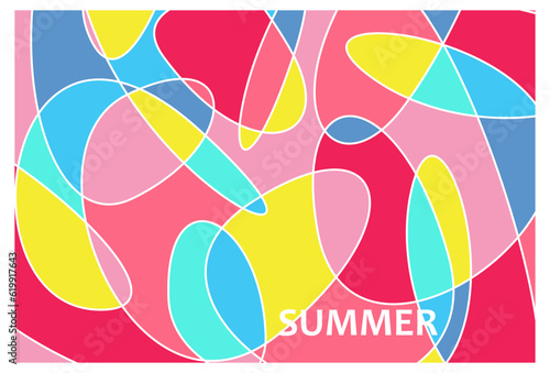 Abstract flat geometry, curves and waves background. Vector Colorful liquid pattern and fluid background for summer collection