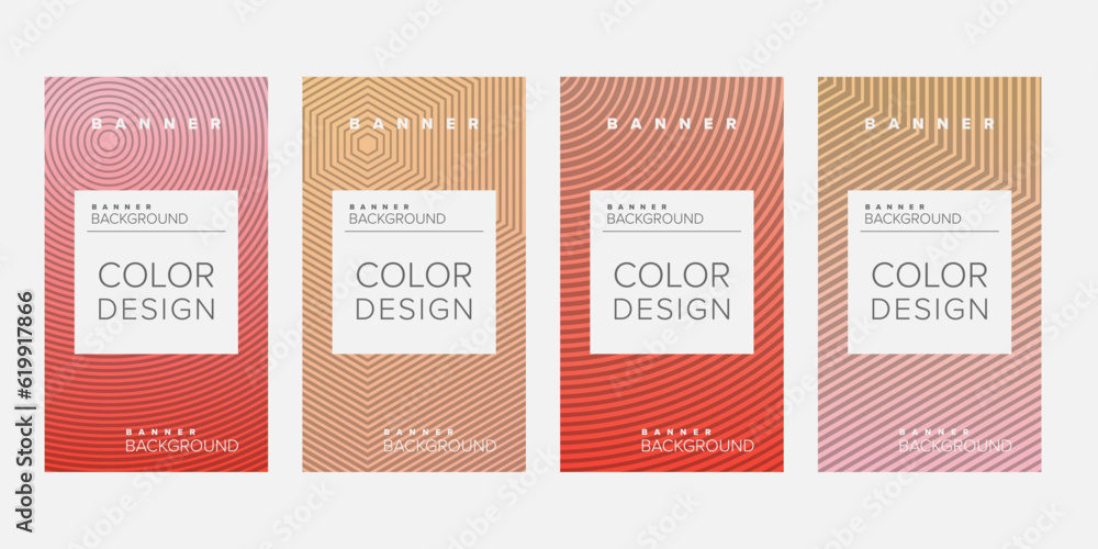 Background banner geometric line gradient color design vector, vertical banner set