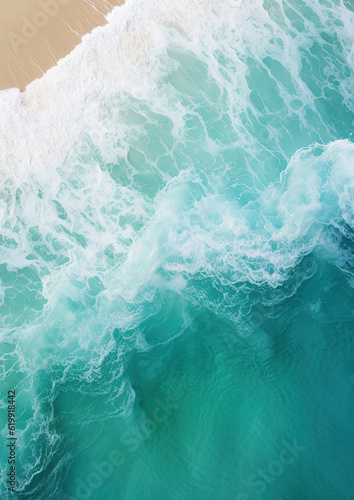 waves in the ocean  aerial view  generative ai 