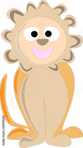 Funny lion on a white background, children's drawing