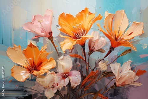 oil painting on canvas in pastel colors