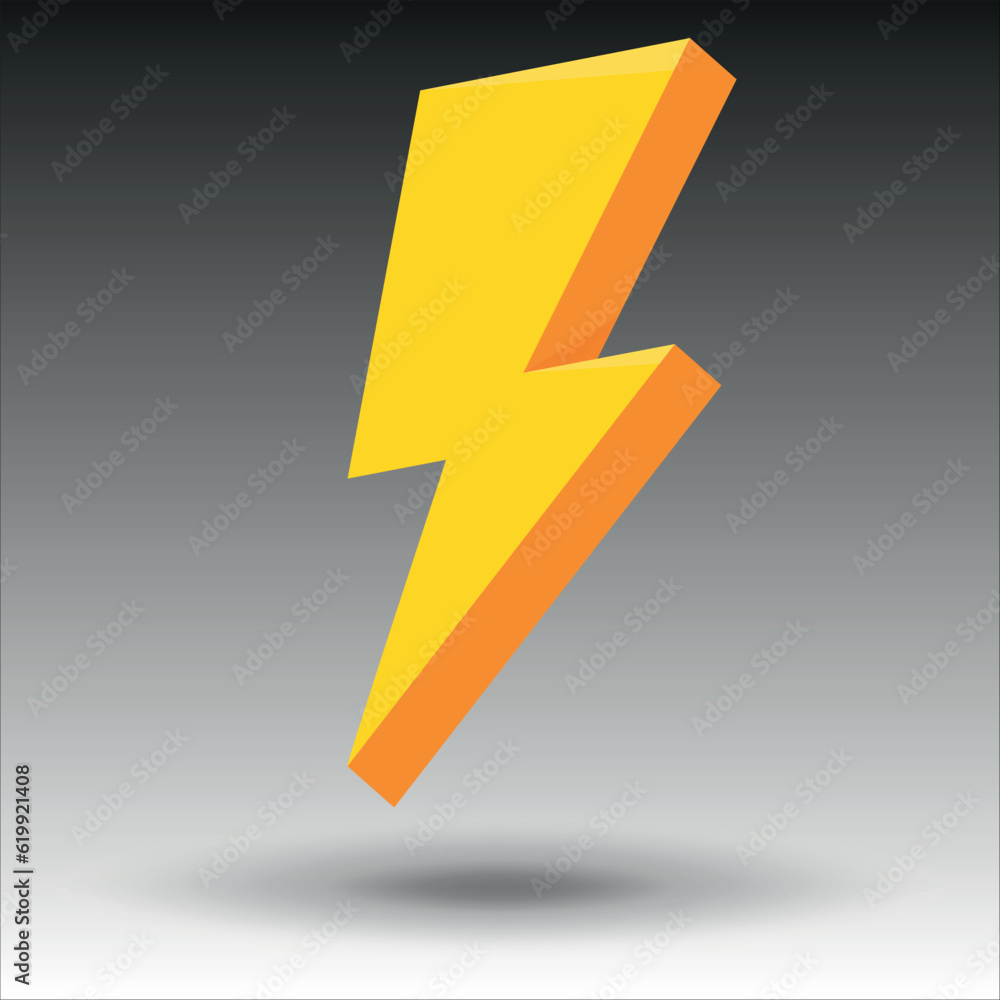 lightning icon with a shadow on a gray background. Vector lightning icon lightning icon with a shadow on a gray background. Vector lightning icon
