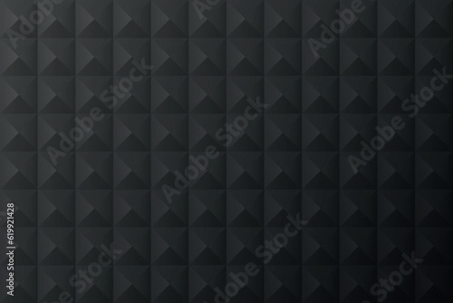 Black seamless brick texture. Simple clean dark background texture. 3D Vector interior wall panel pattern.