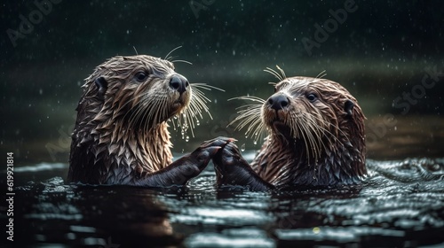 River-dwelling Furballs: Captivating Portraits of Oriental Otters in Their Wild Habitat, generative AIAI Generated © Aleksandr