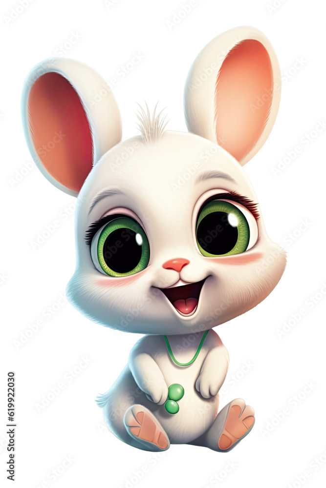 Gorgeous baby happy bunny on transparent background