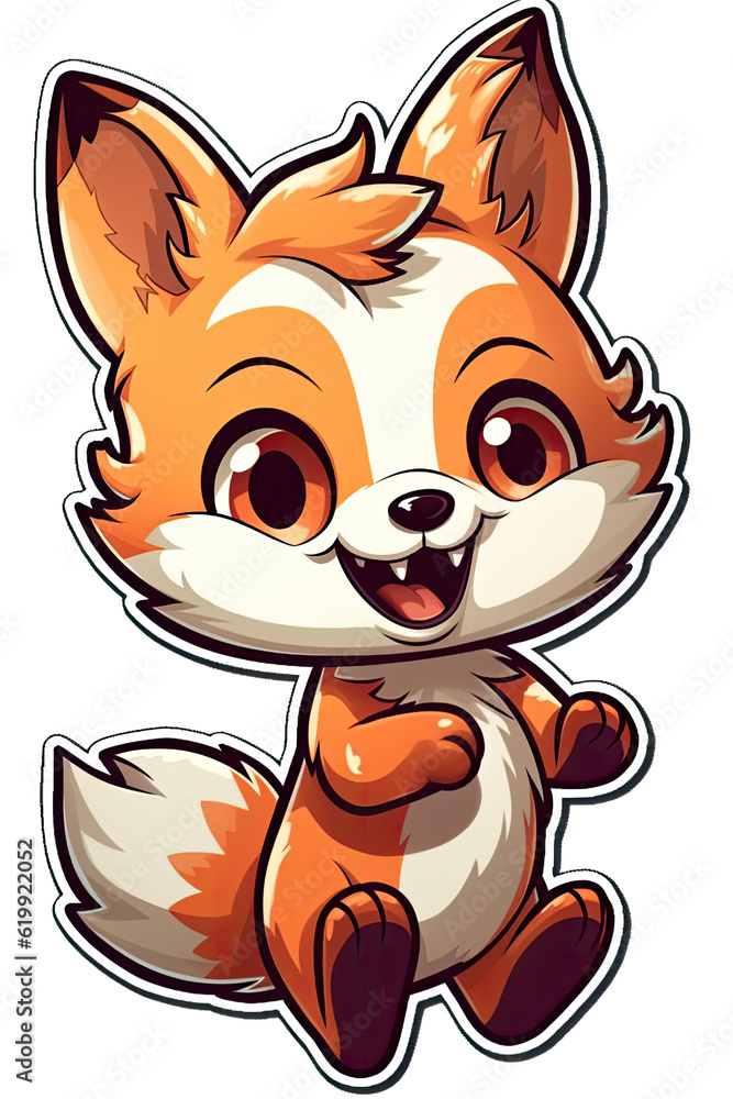 Happy baby Fox on transparent background