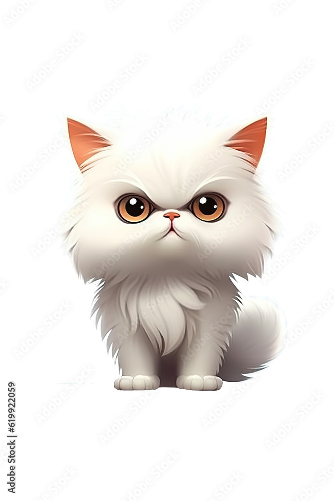 Cute Persian cat on transparent background
