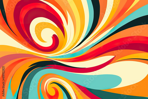A colorful abstract painting of a spiral design. Generative AI.