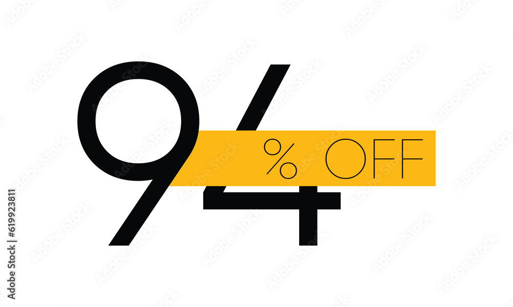 creative 94% sale off vector, typography 94% off sale, 94% off discount sale creative 94% sale off vector, typography 94% off sale, 94% off discount sale