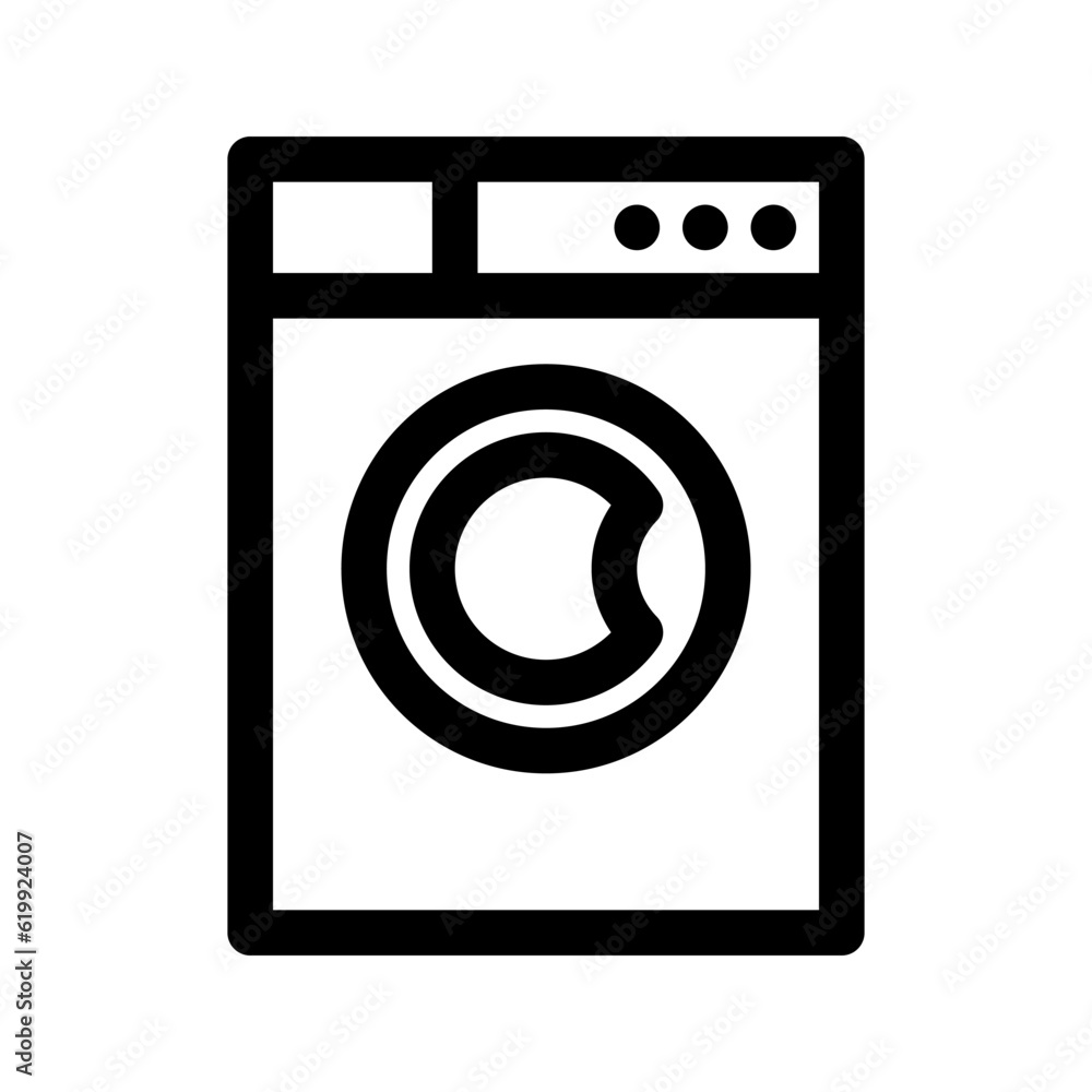 Washing machine outline icon. Vector graphics Washing machine outline icon. Vector graphics