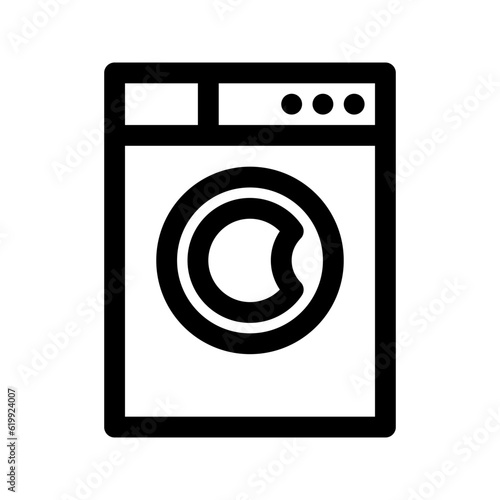 Washing machine outline icon. Vector graphics