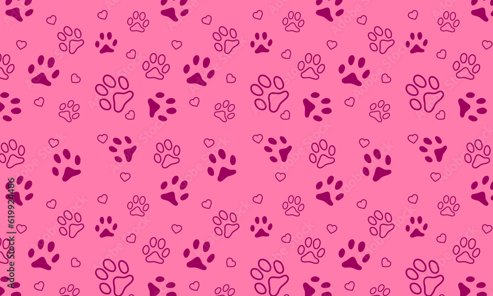 Seamless pattern.Traces from paws cats,dogs, household Pets.Nice vector illustration.Spectacular pastel colors.Design of websites,postcards,signs,web pages, pet stores.Vector illustration. 