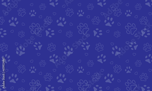 Vector seamless pattern with cat or dog footprints. Cute colorful