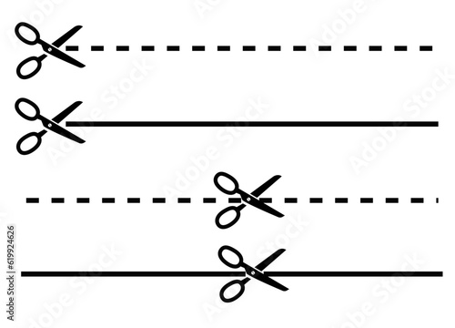 Scissors Cutting Lines Vector