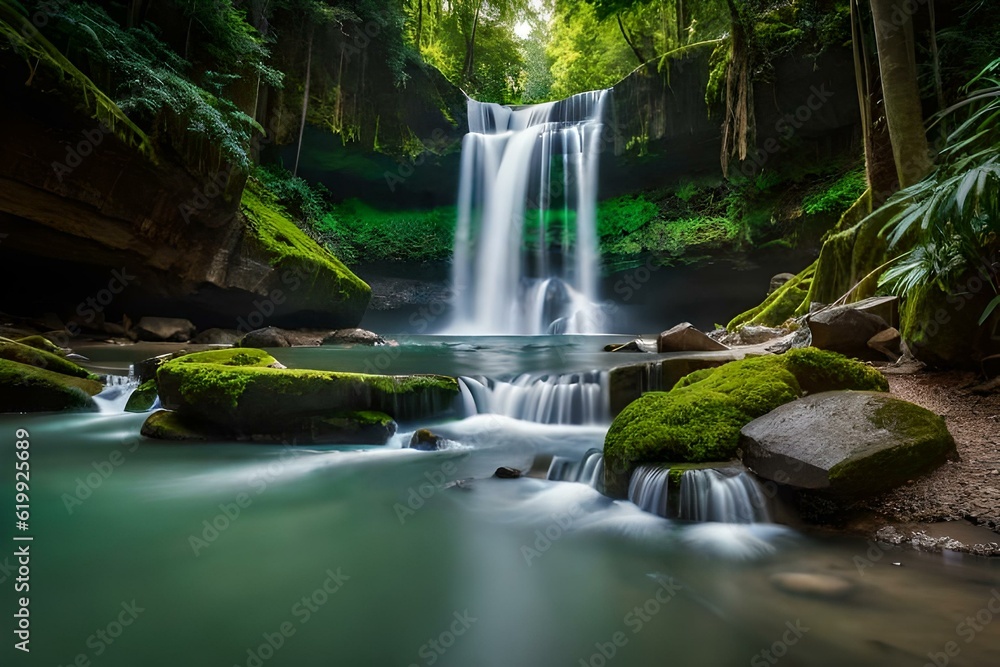 waterfall in the jungle generated ai waterfall in the jungle generated ai
