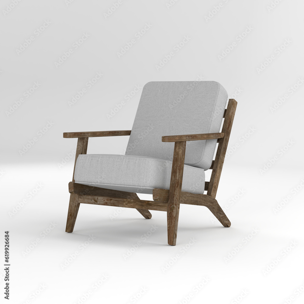 Obraz premium Silla 3D, referenciada de fotos de la red, original de SketchUp, V-ray, compatible con 3ds Max, Blender y mas software de modelado 3d.